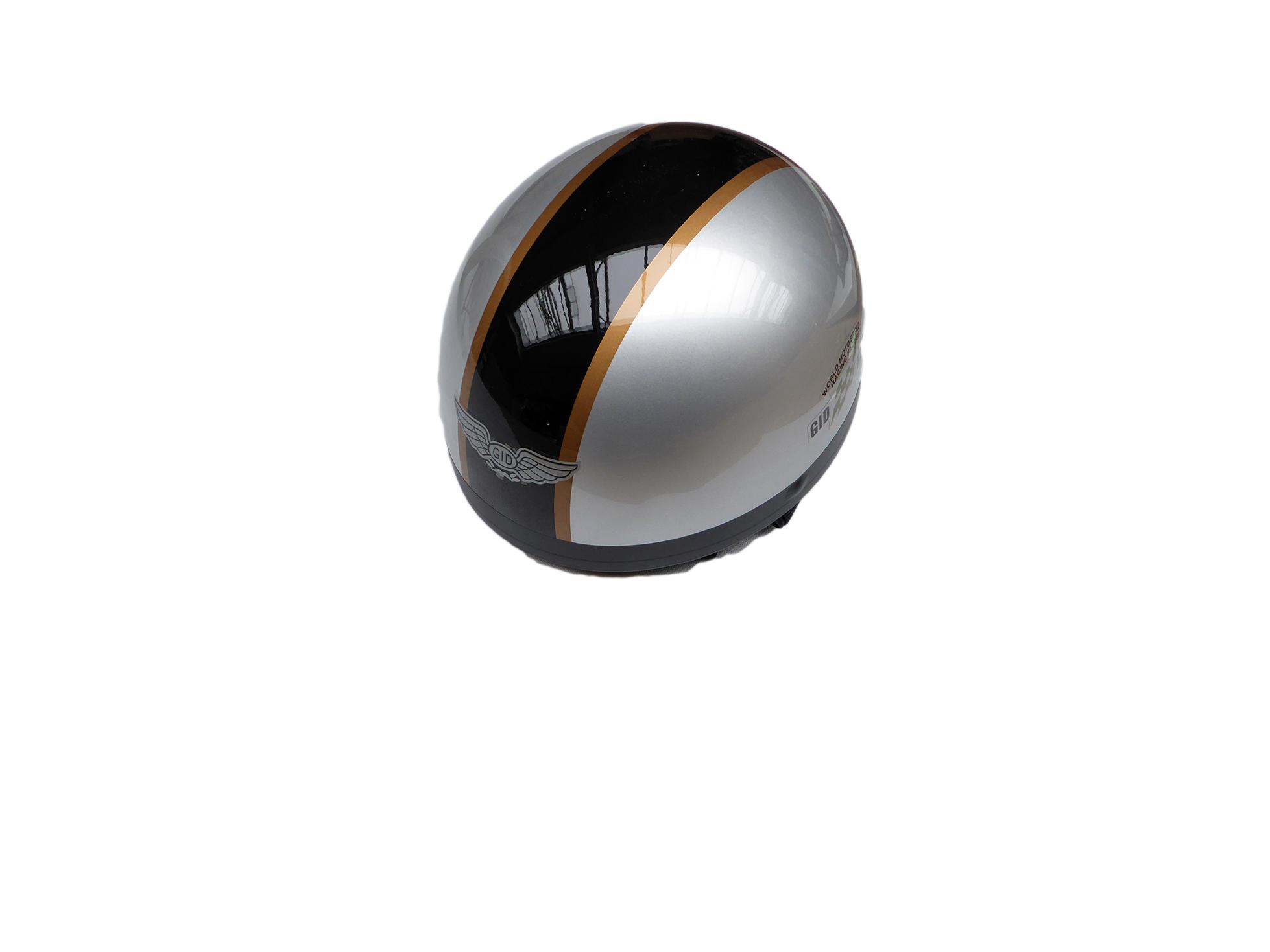Halbschalen Helm Silber/Schwarz  - Größe: XL