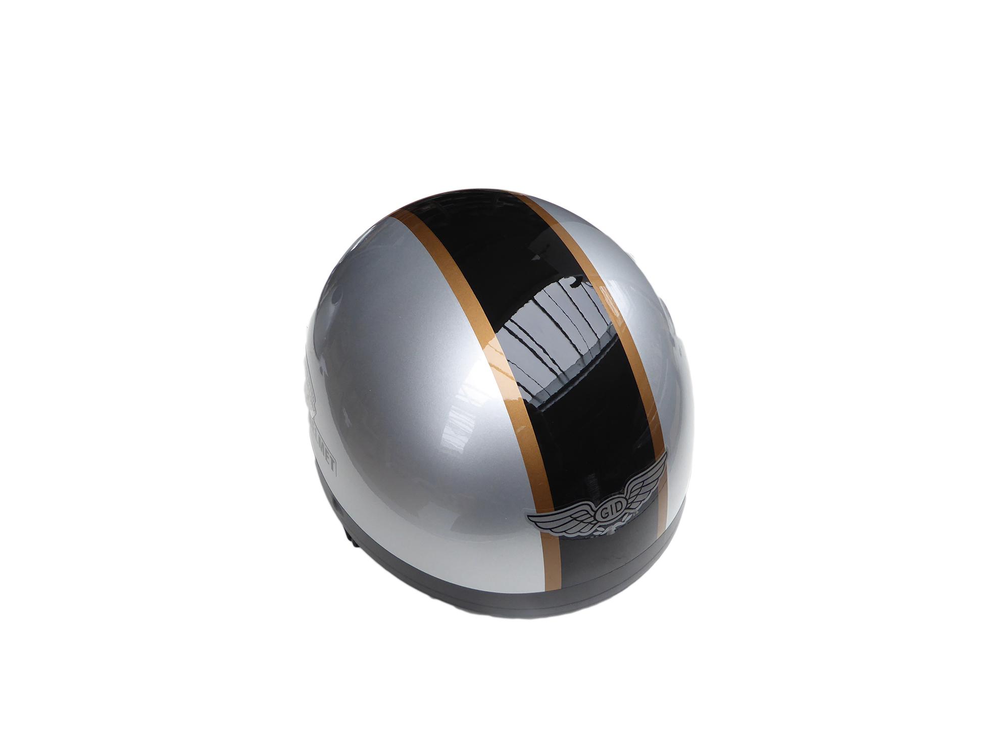 Halbschalen Helm Silber/Schwarz  - Größe: L